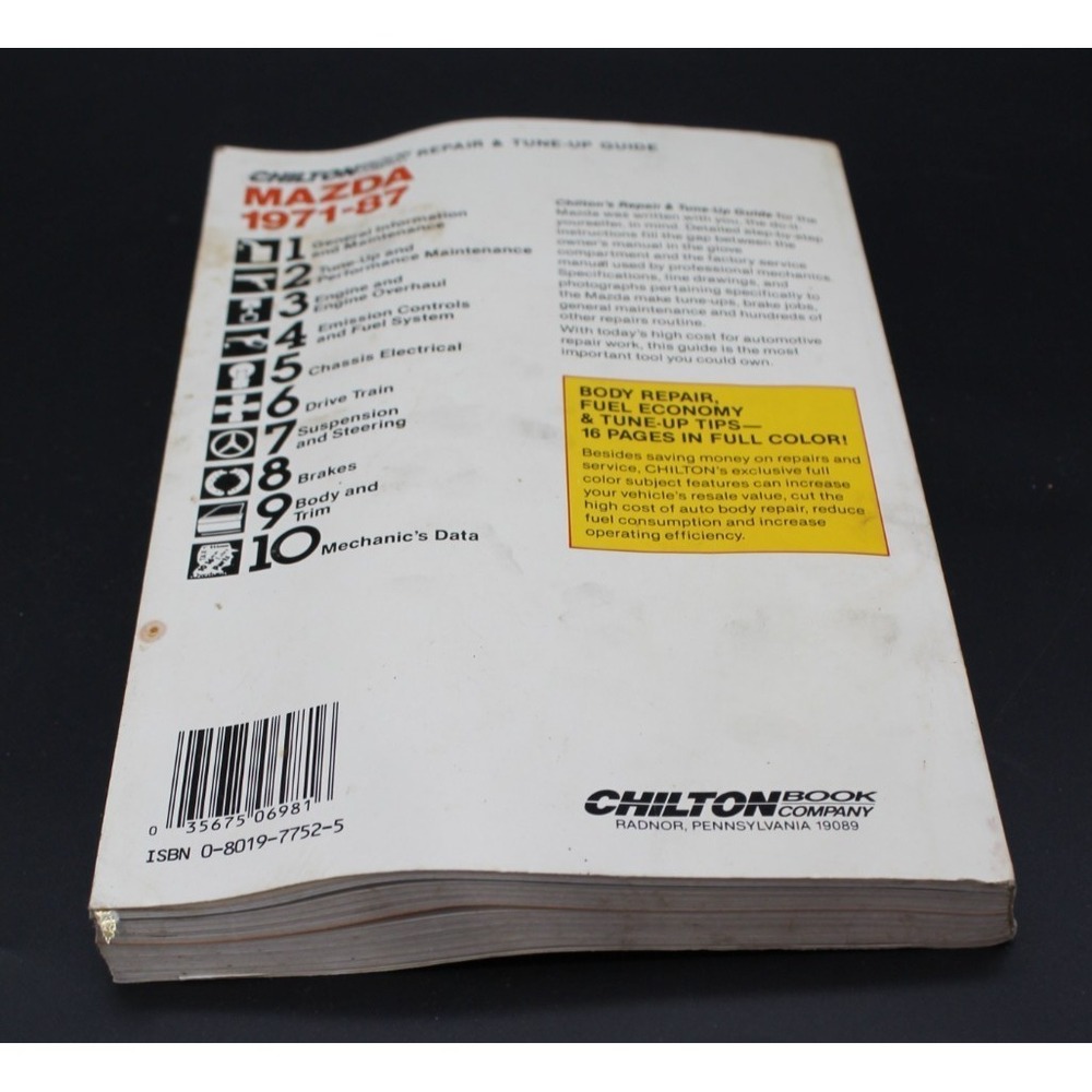 Chilton Repair and Tune-Up Guide Mazda 1971 to 1987 All US Canada Models 6981 - Picture 2 of 10